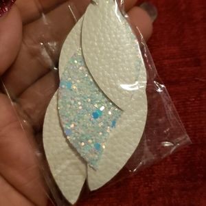 White and silver leaf earrings